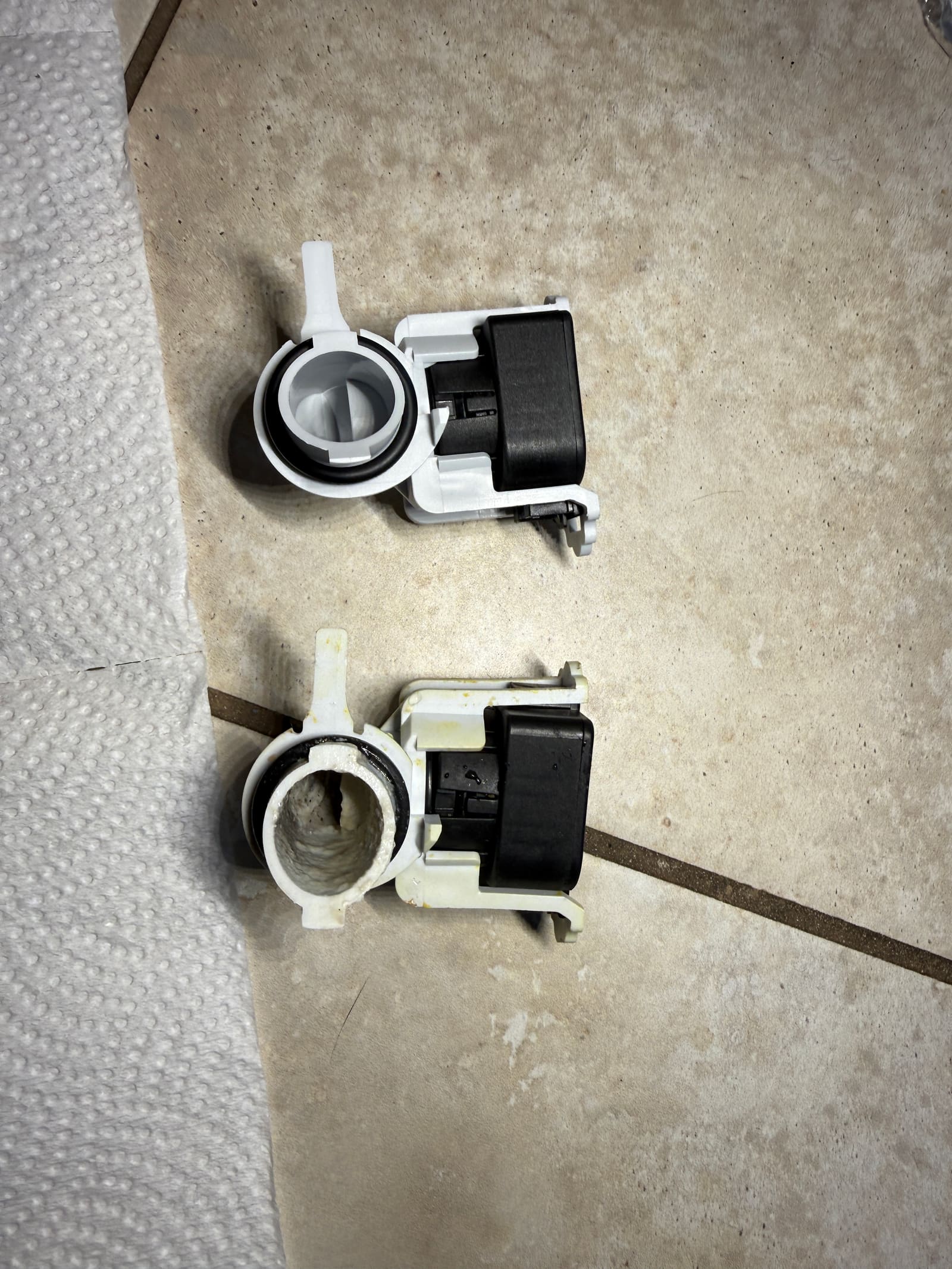 Old and new pressure sensor housings compared side by side
