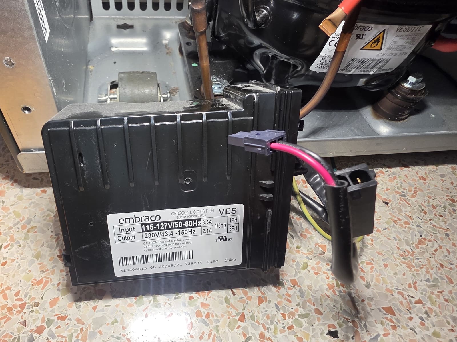 Embraco VES inverter board for the variable-speed compressor in the GE Profile refrigerator