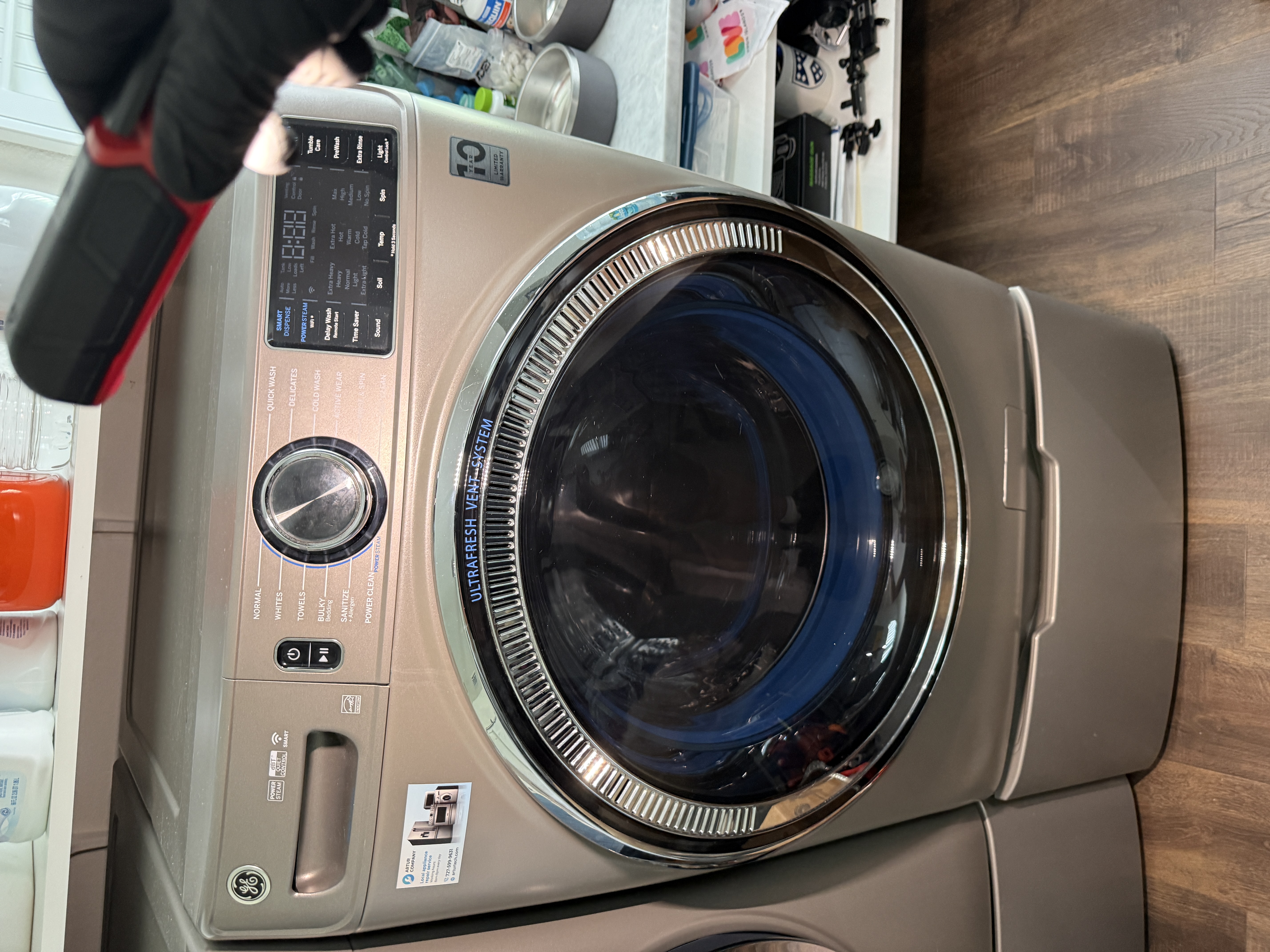 GE front-load washer in a laundry room in Safety Harbor