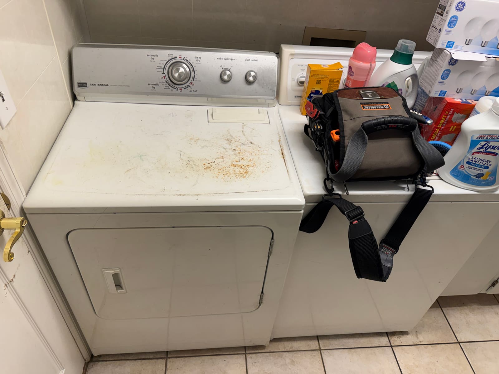 Maytag Centennial dryer and washer set in a laundry room in the Brookfield neighborhood of Palm Harbor