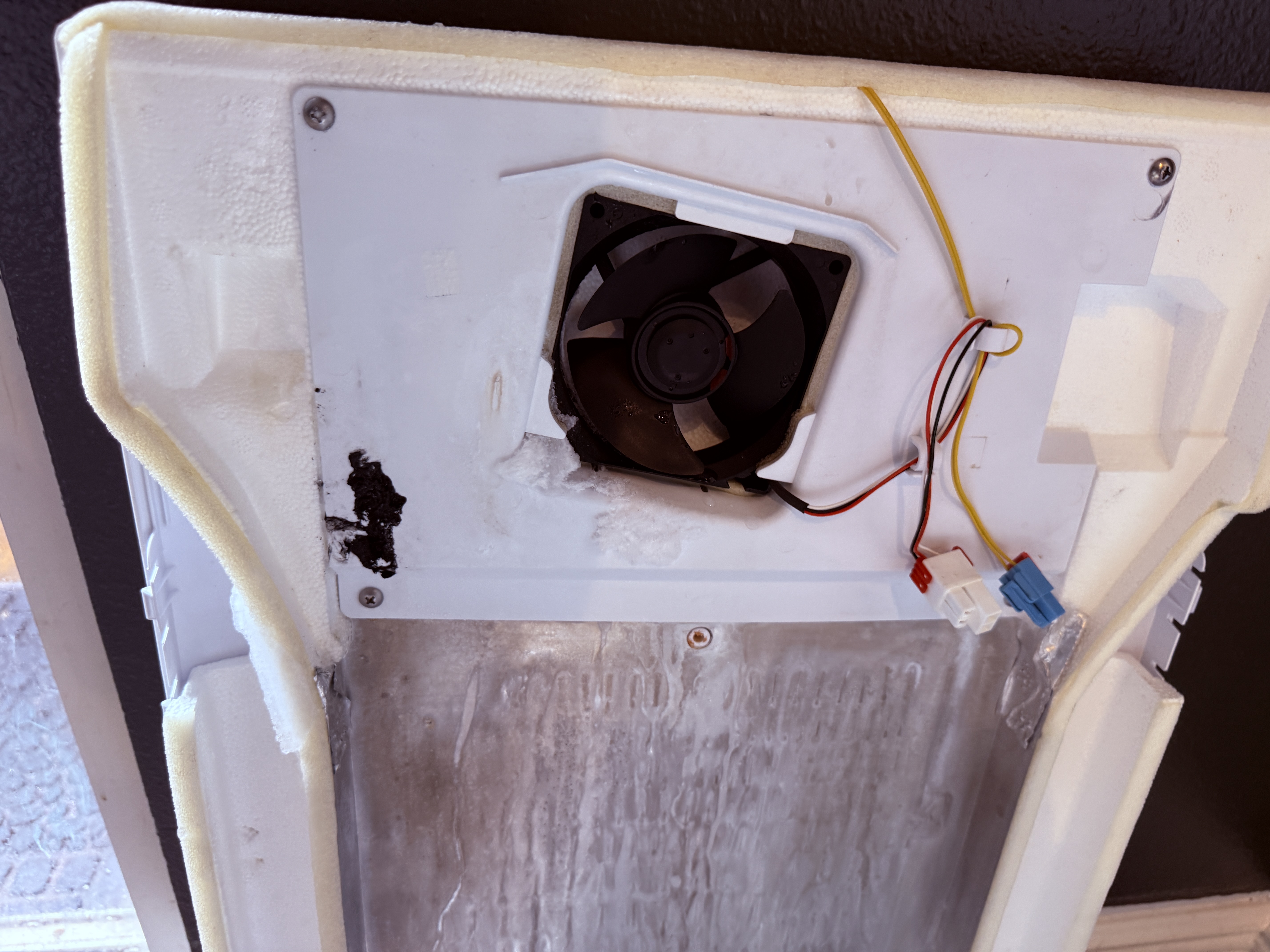 Evaporator fan assembly in the Samsung refrigerator