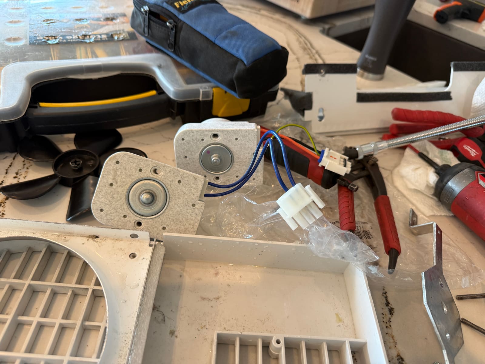Failed evaporator fan motor removed from the Sub-Zero refrigerator