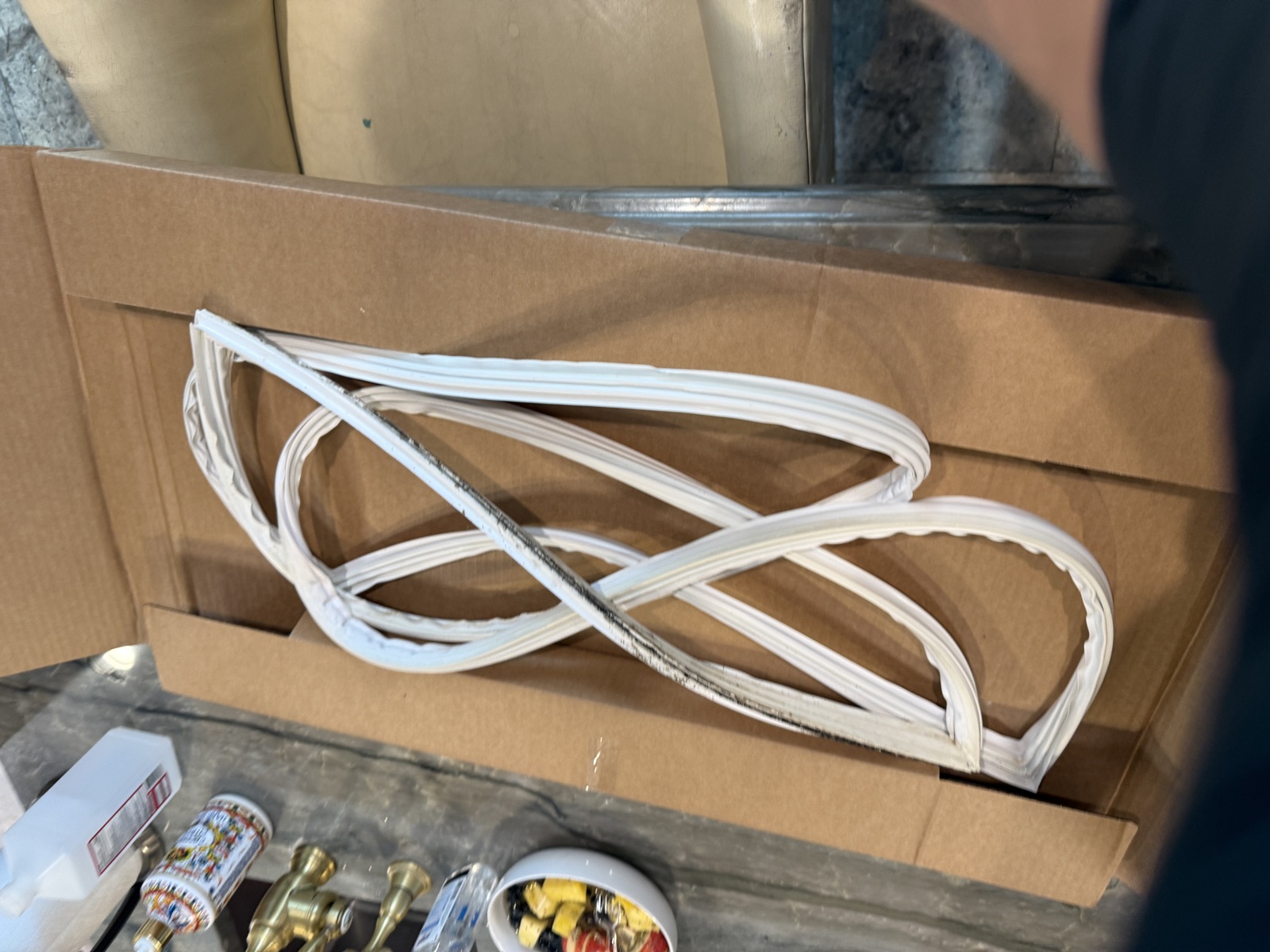 New Sub-Zero refrigerator door gasket in its shipping box before installation