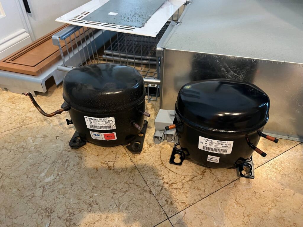 New compressor installed in the Thermador built-in refrigerator